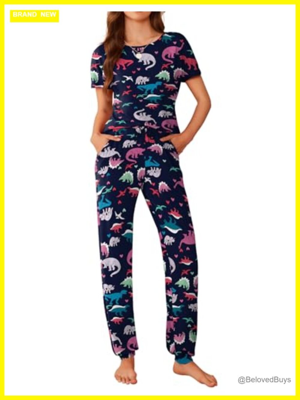 2 Piece Lounge Set with Jogger Pants and Short Sleeve Top Soft Pajama Set
